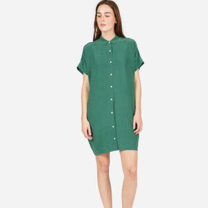 Everlane Silk Square Shirt Dress Moss XS